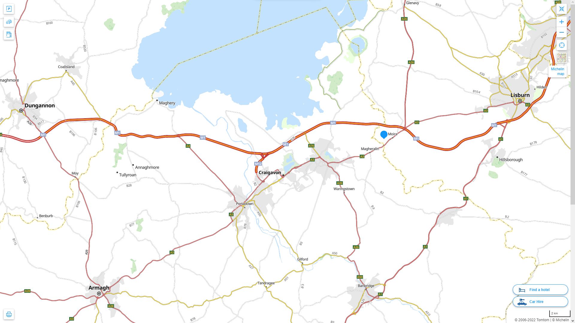 Craigavon Irlande Autoroute et carte routiere